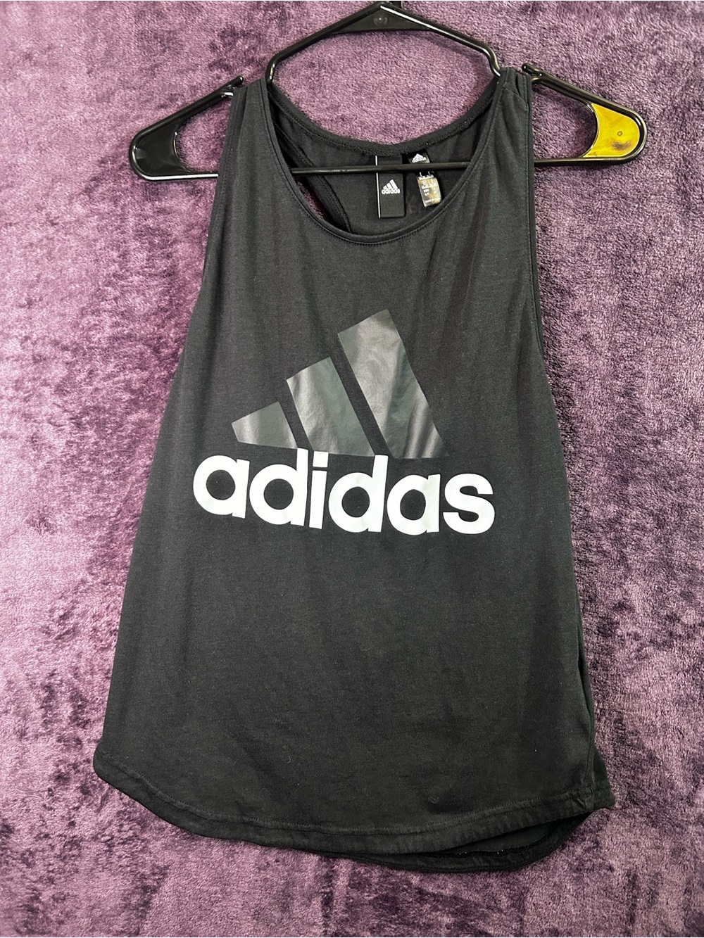 adidas Black Tank Top with White Logo